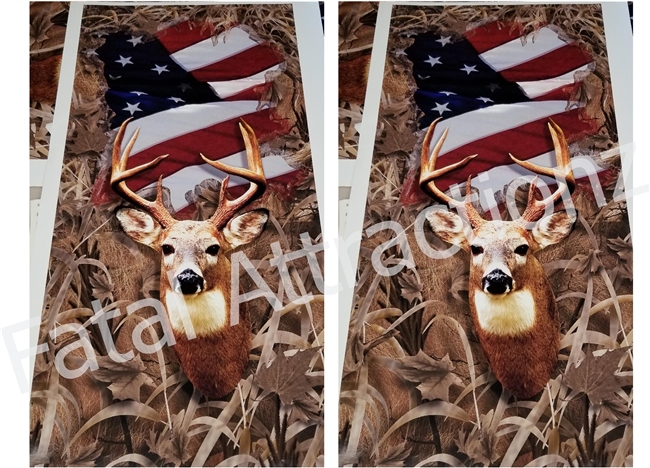 Cornhole Wraps American Flag Deer Hunting Theme Buck Skull Camo  2 pack #15-A006 