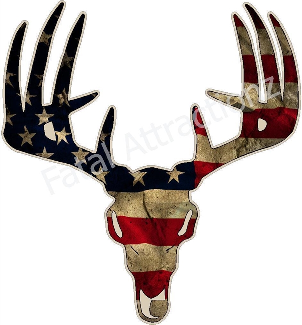 Distressed American Flag Deer Skull S6.